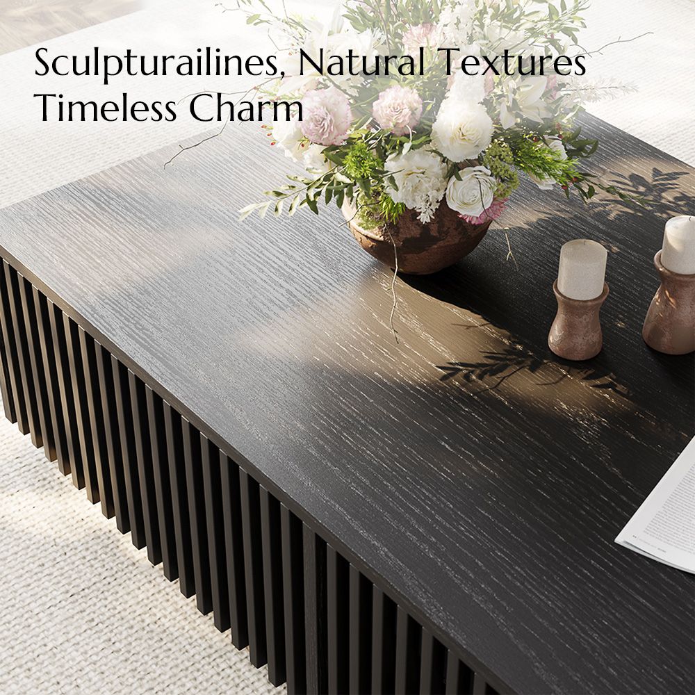 Rectangular Black Engineered Wood Coffee Tables