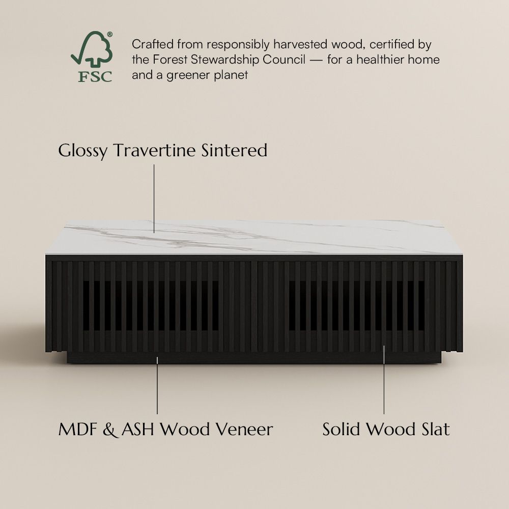 Rectangular Black Sintered Stone Coffee Tables