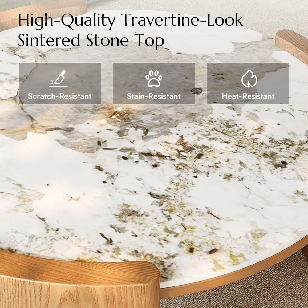 Round Walnut Sintered Stone Coffee Tables