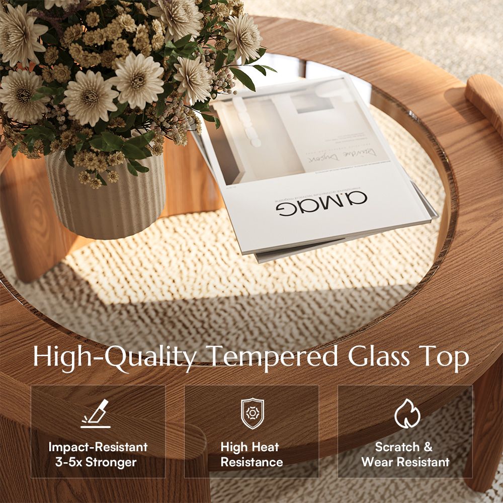 Wood Transparent Glass Glass Coffee Tables