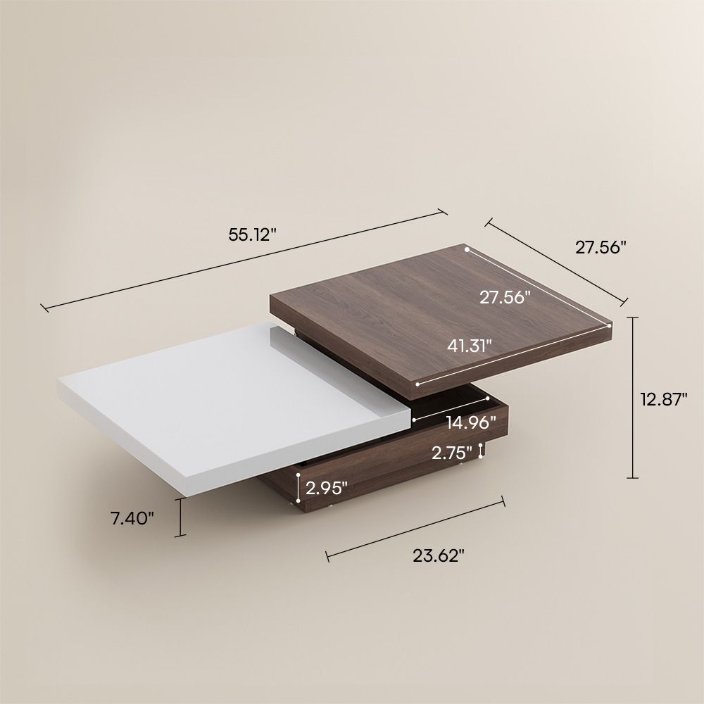 Walnut Color Engineered Wood Rotating Coffee Table