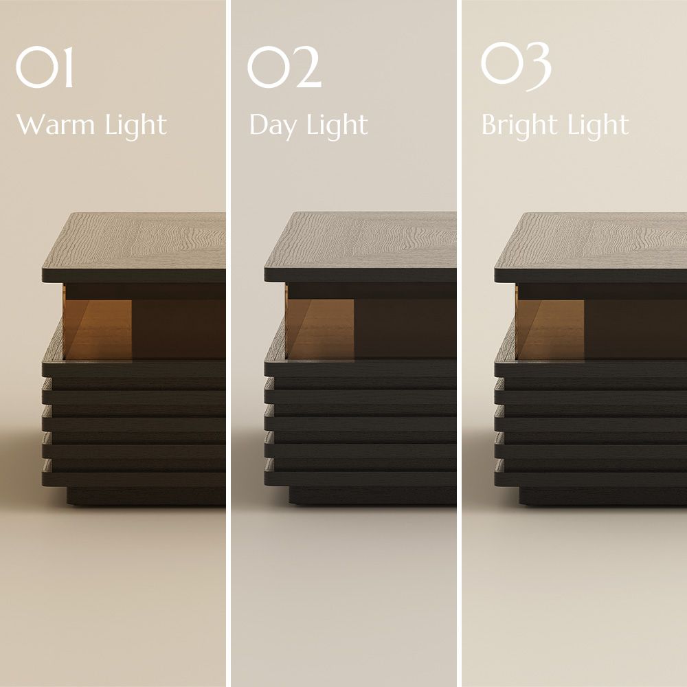 with LED Lights Black Engineered Wood Coffee Tables