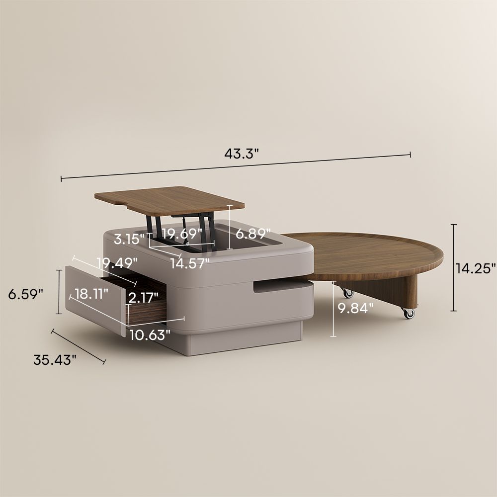 Wood Tabletop Walnut&Gray Engineered Wood Coffee Tables