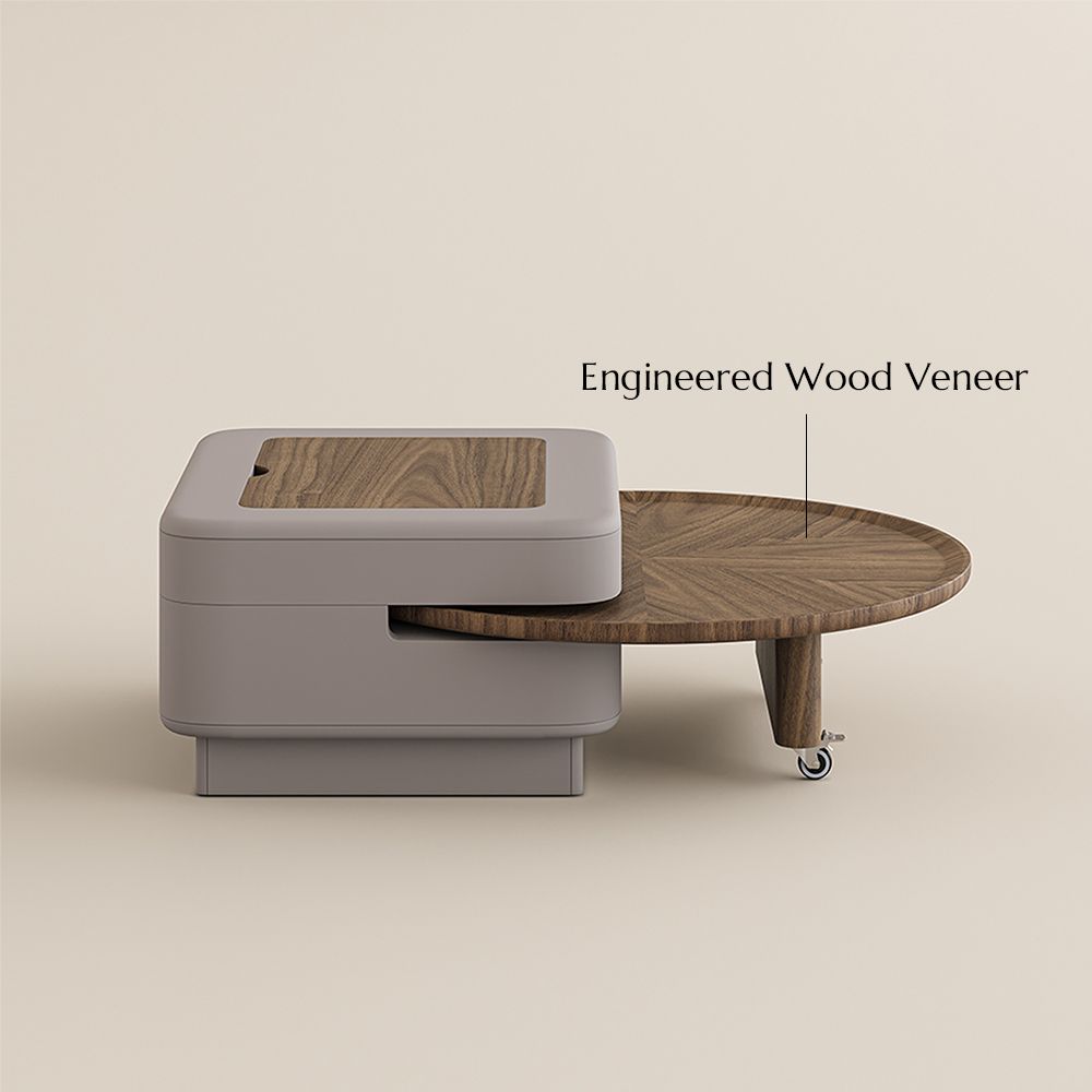 Solid Wood Walnut&Gray Engineered Wood Coffee Tables