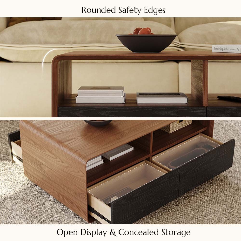 Rectangular Dark Wood & Black Coffee Tables