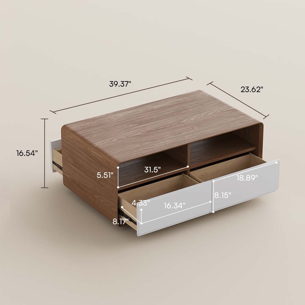 Walnut Color Dark Wood & White Coffee Tables