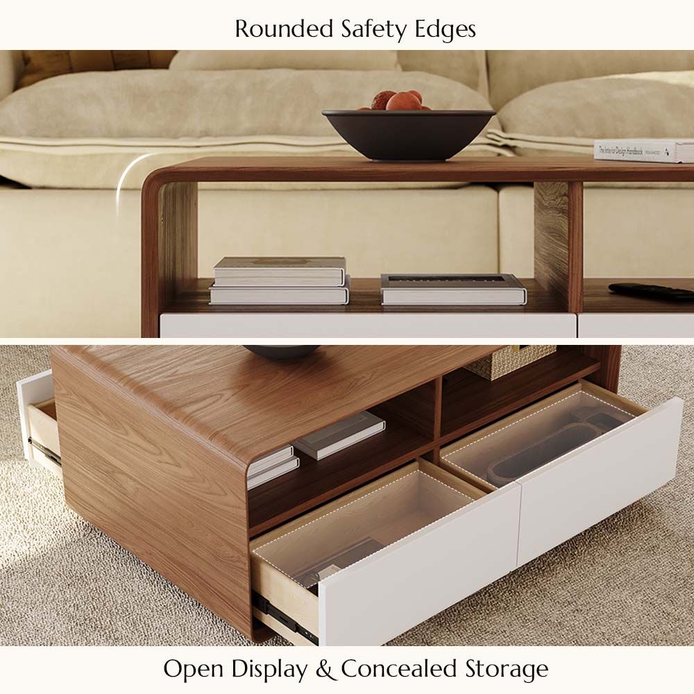 with Storage Dark Wood & White Coffee Tables