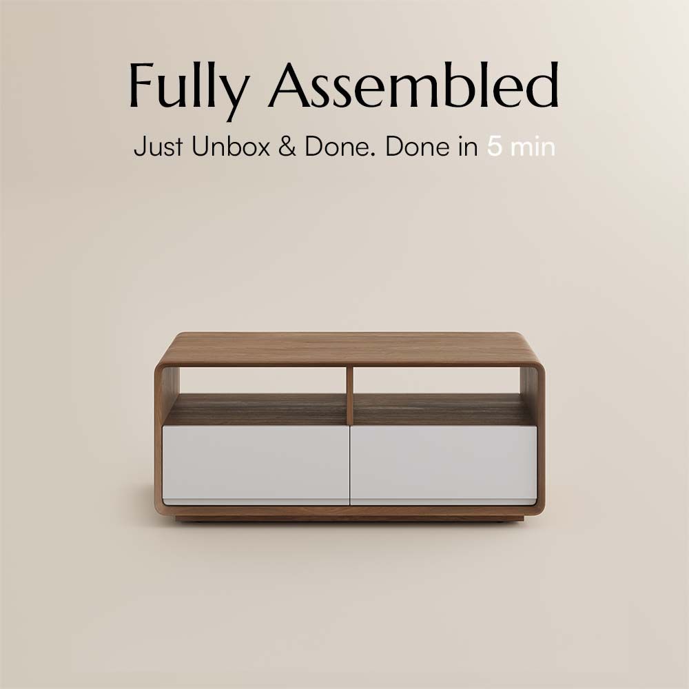 with Drawers Dark Wood & White Coffee Tables