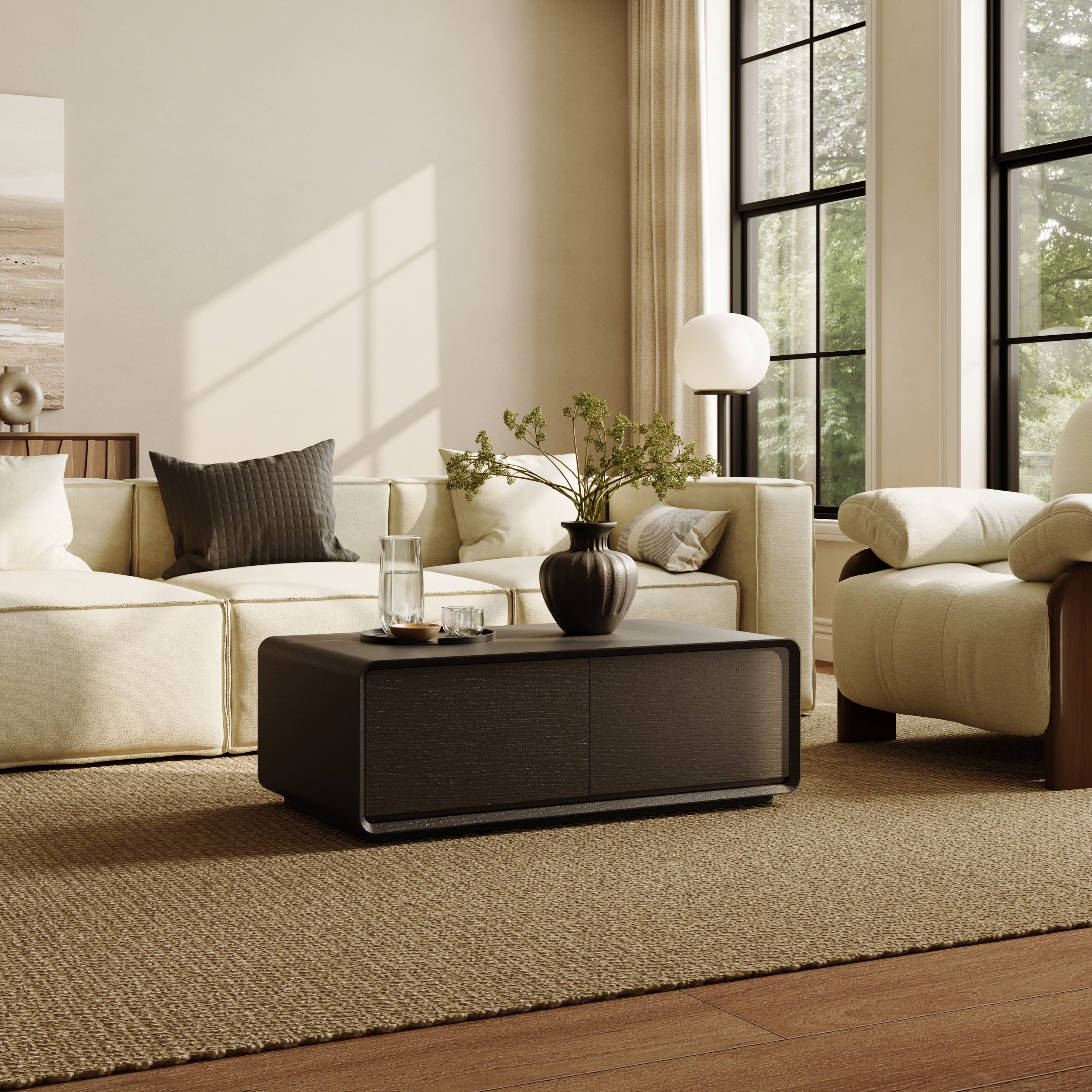 Black Black Engineered Wood Coffee Tables