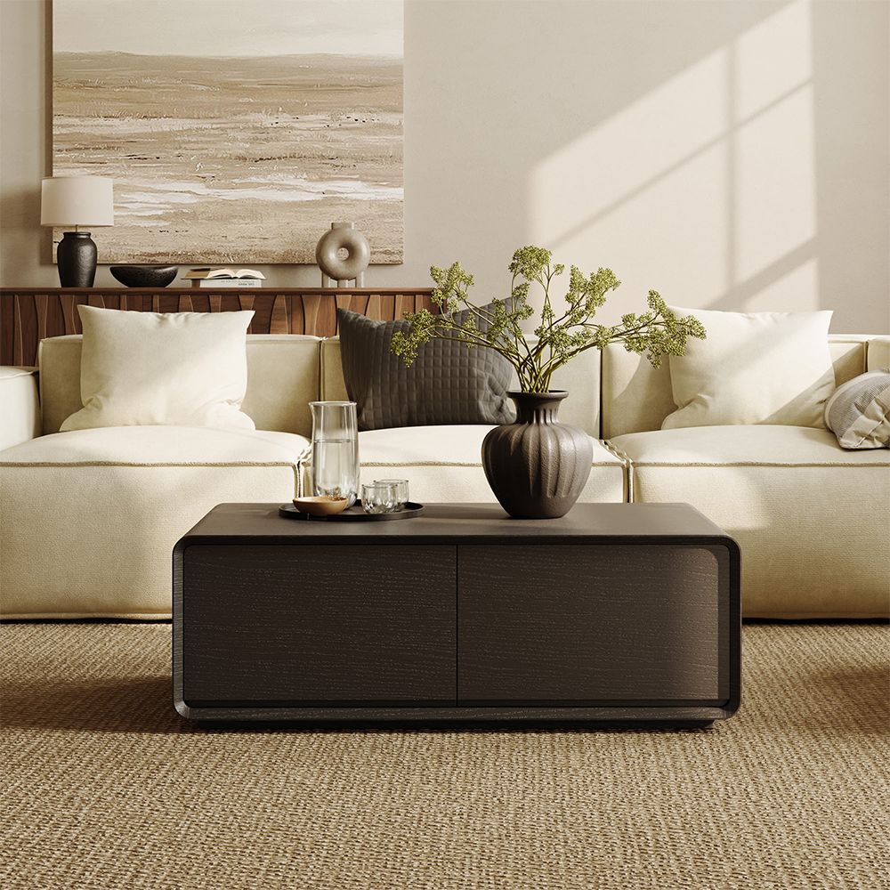 Rectangular Black Engineered Wood Coffee Tables