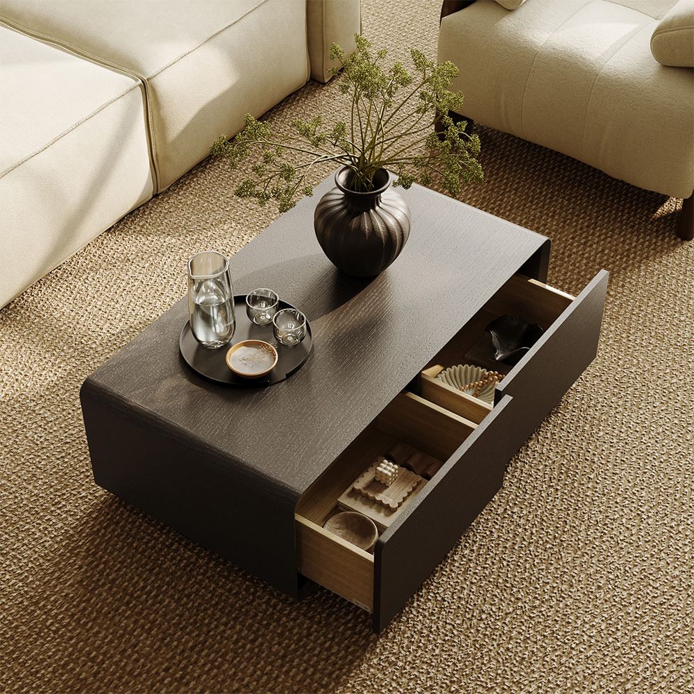 Rectangular Black Engineered Wood Coffee Tables