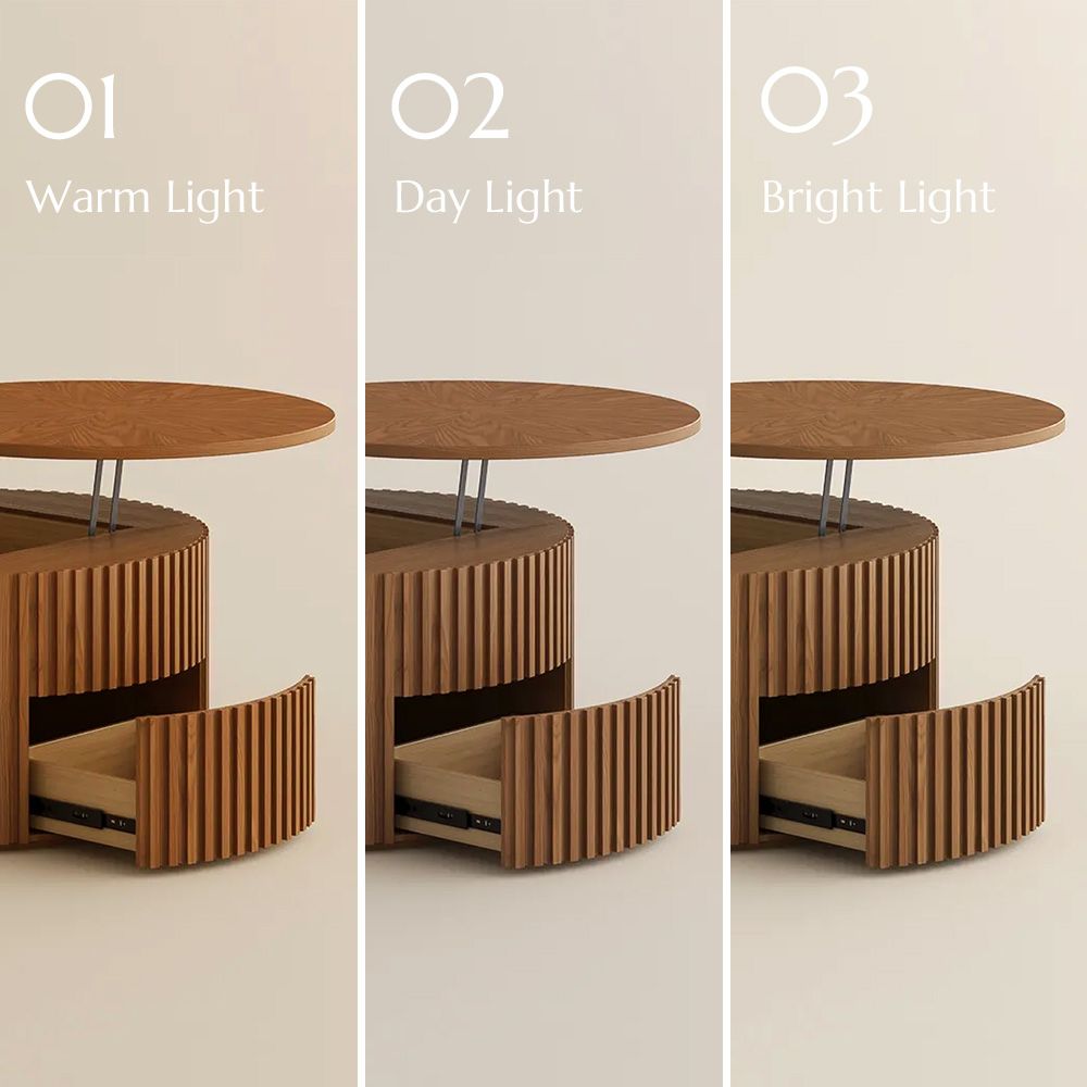 Round Walnut Color Plywood Coffee Tables