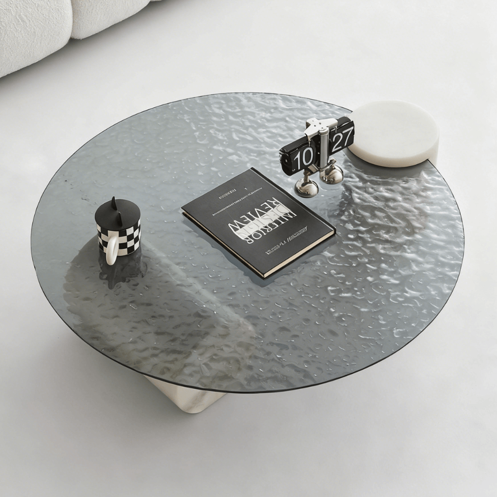 Living Room White & Black Tempered Glass Coffee Tables