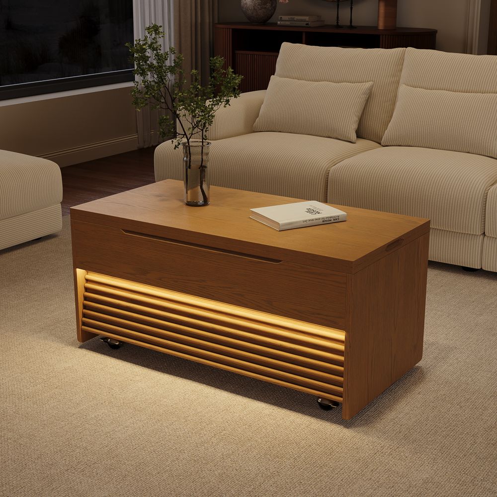 with Storage Walnut Color Plywood Coffee Tables