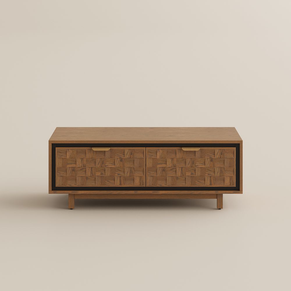 Mid Century Modern Walnut Color Engineered Wood Coffee Tables