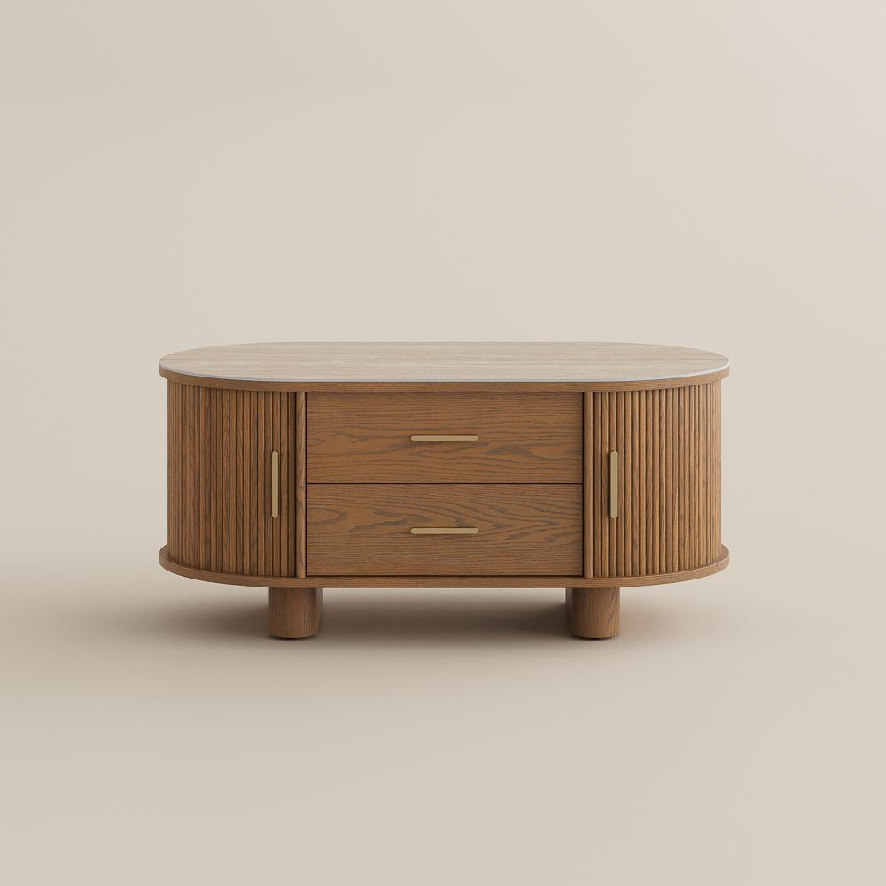 Square Walnut Color Plywood Coffee Tables