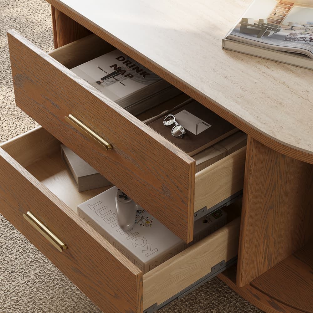 Square Walnut Color Plywood Coffee Tables