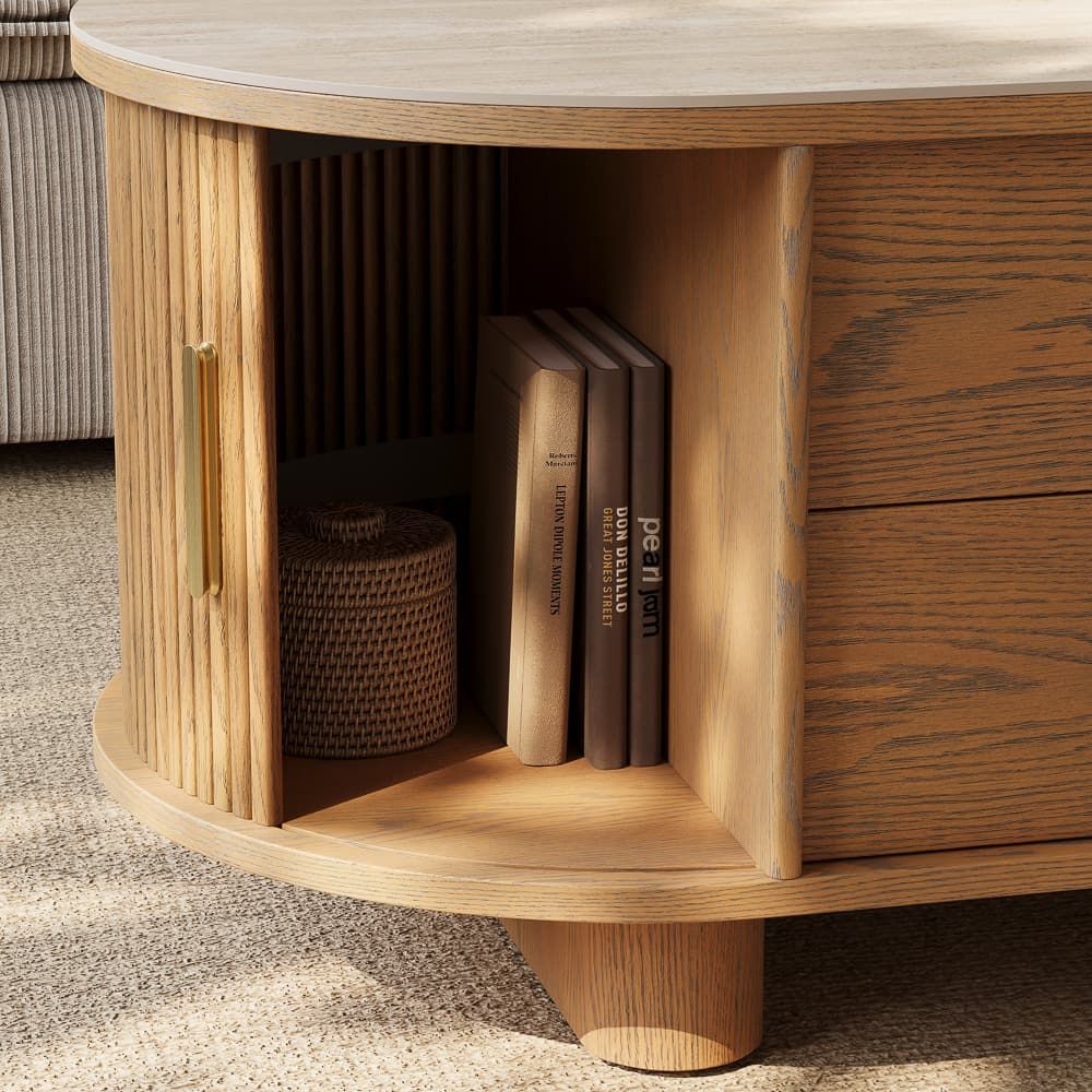 Square Walnut Color Plywood Coffee Tables