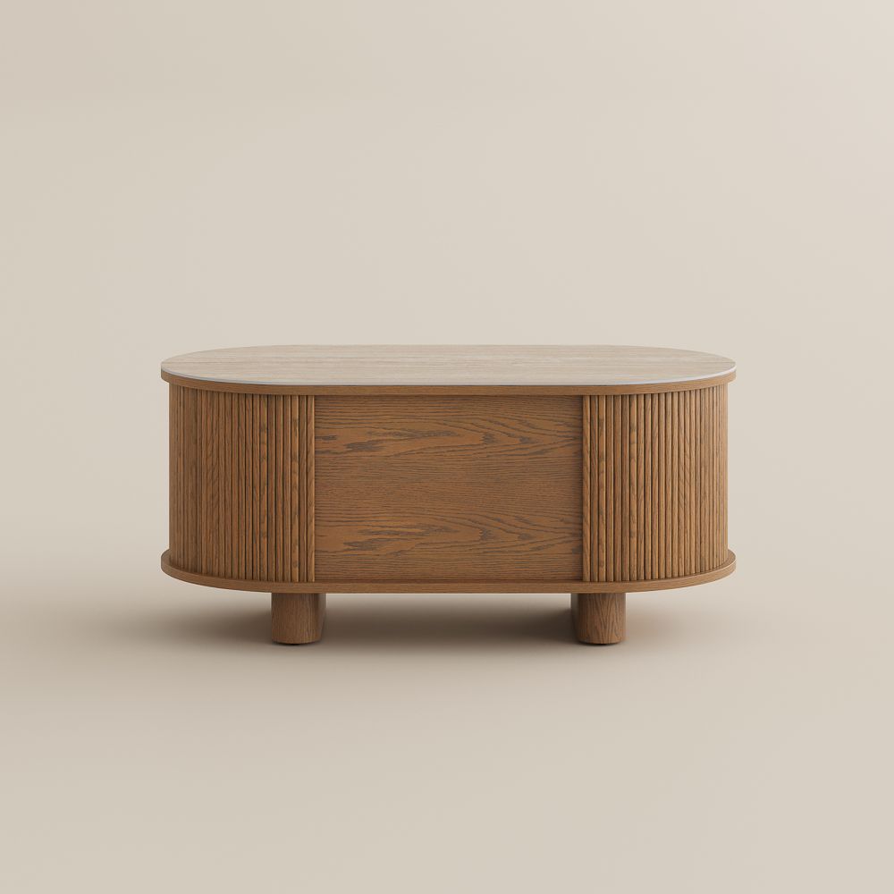 With Storage Walnut Color Plywood Coffee Tables