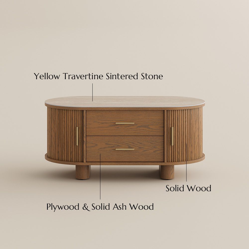 Sintered Stone Walnut Color Plywood Coffee Tables
