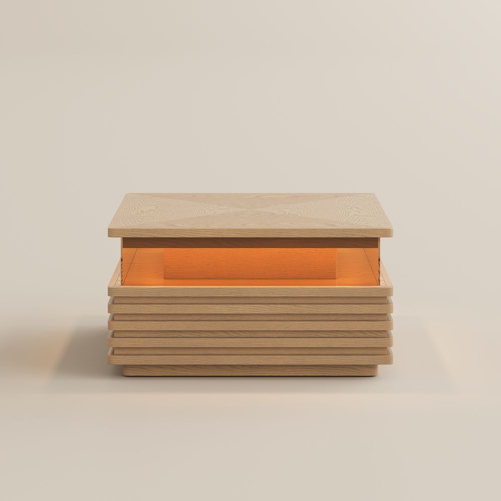 with LED Lights Oak Engineered Wood Coffee Tables