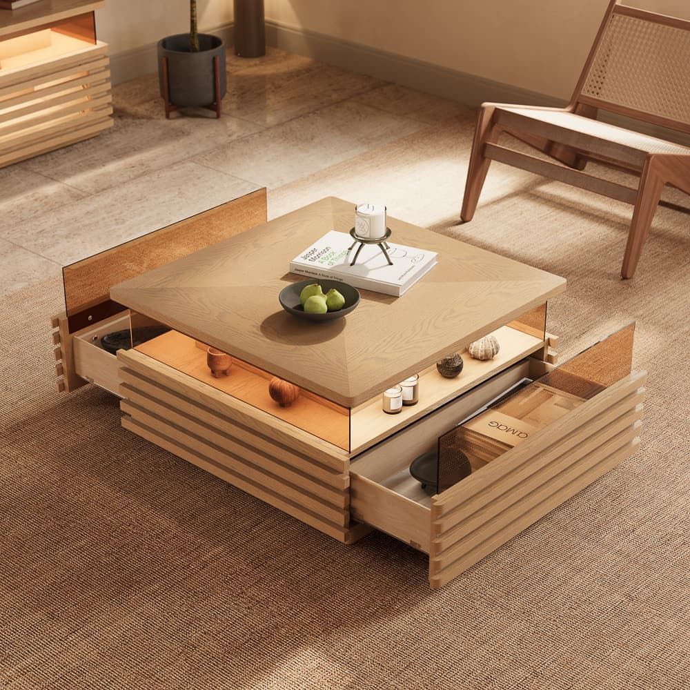 Square Oak Engineered Wood Coffee Tables