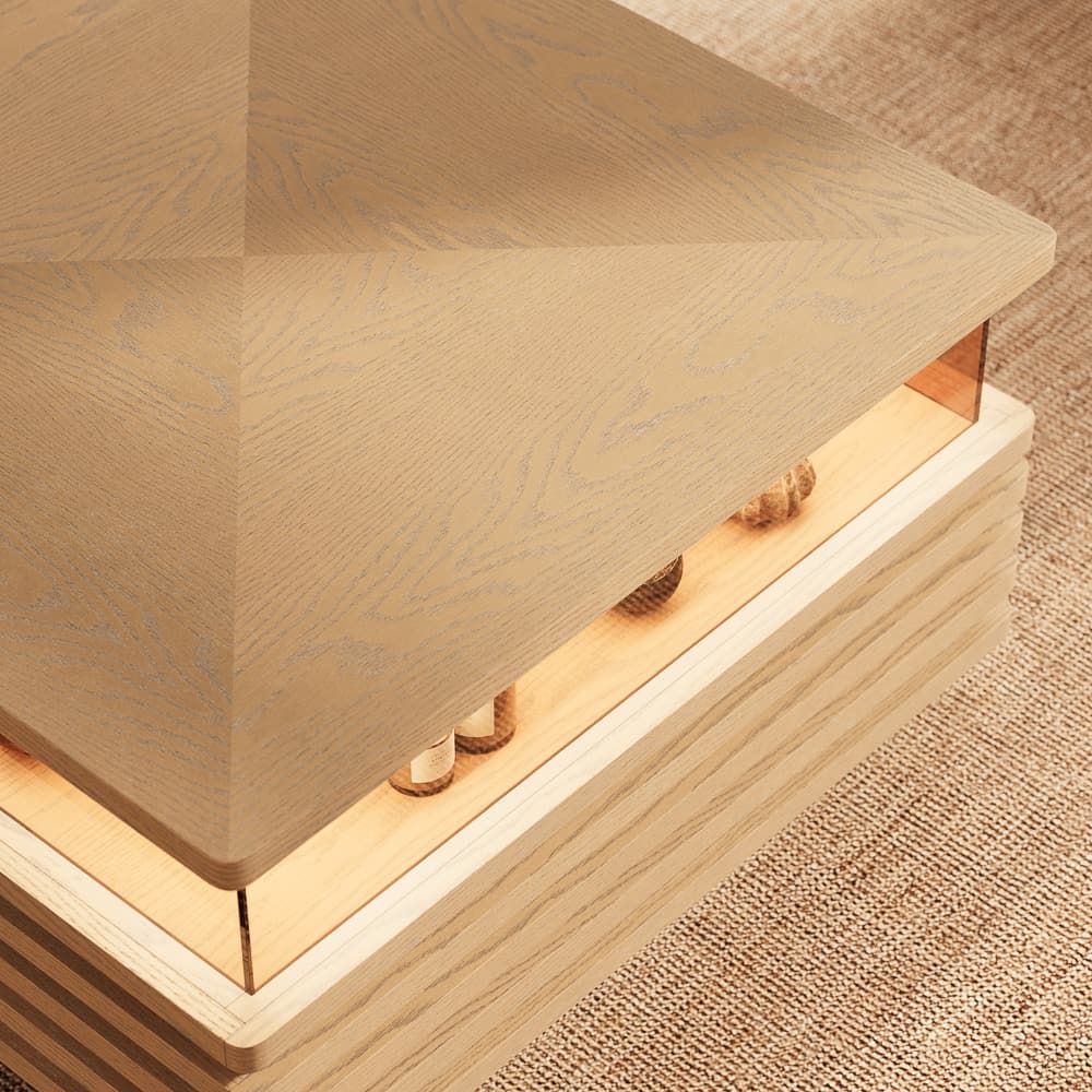 Slatted Design Oak Engineered Wood Coffee Tables