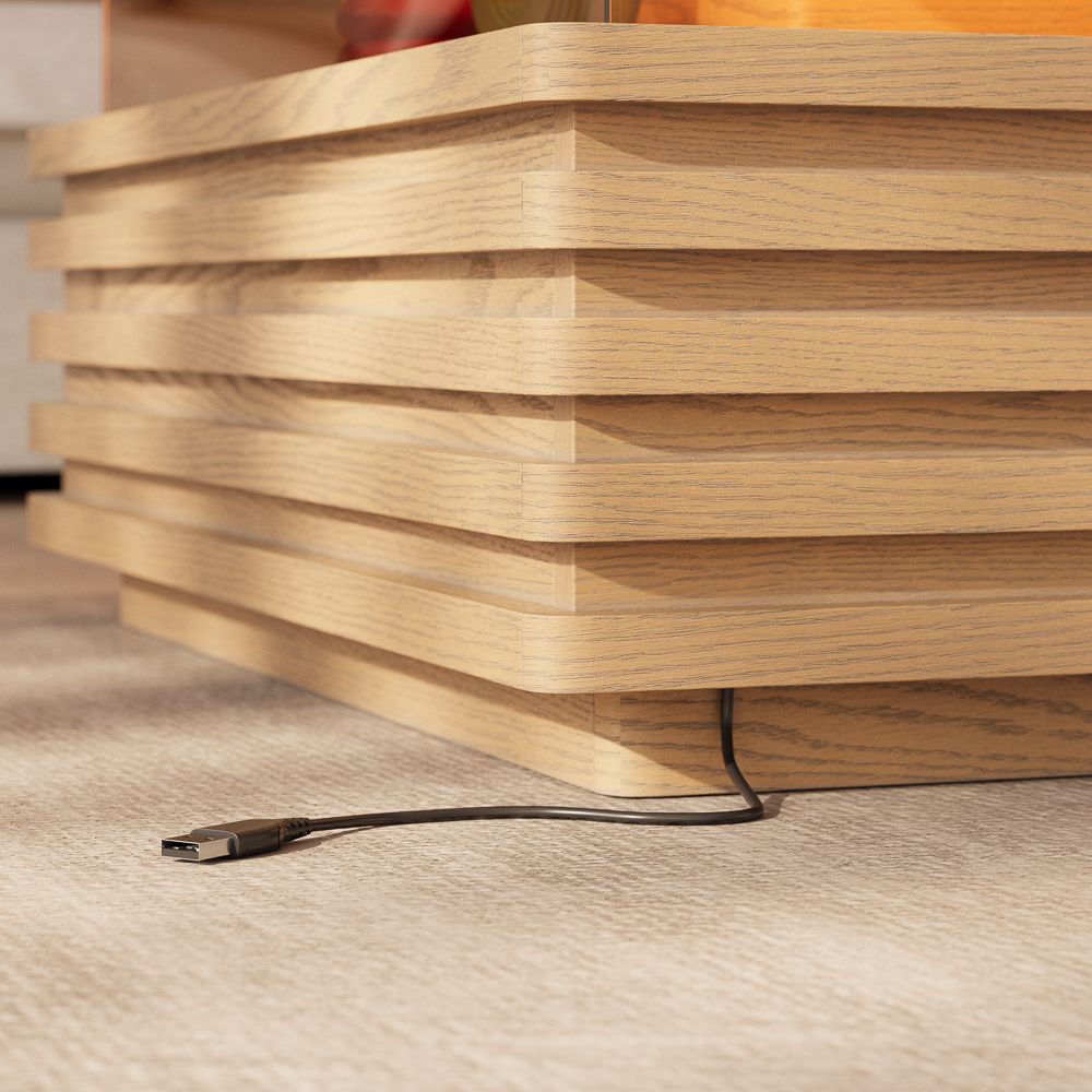 Slatted Design Oak Engineered Wood Coffee Tables