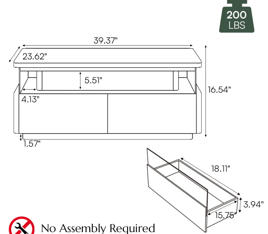 White Modern Coffee Table with Storage