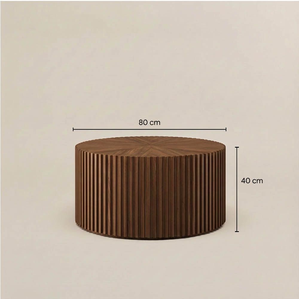 Fluted Walnut Color MDF Coffee Tables