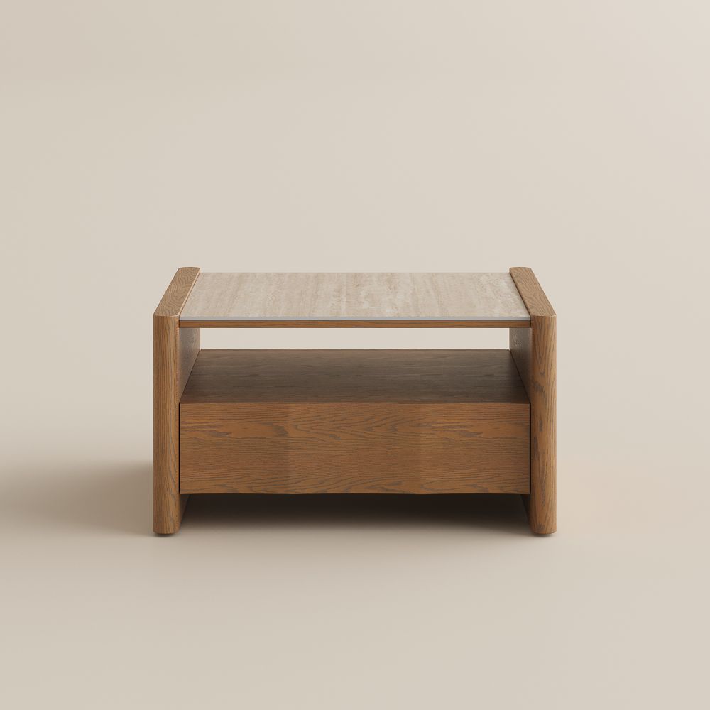 Mid Century Modern Walnut Color Engineered Wood Coffee Tables