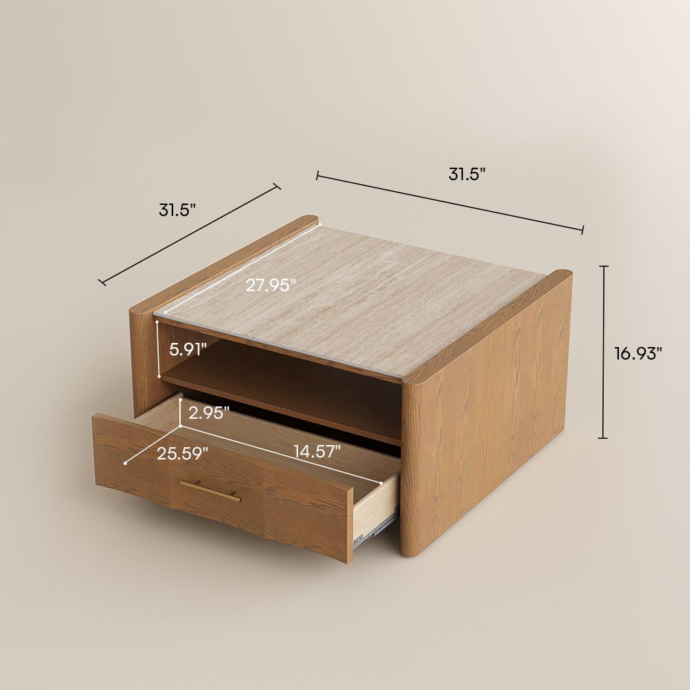 Mid Century Modern Walnut Color Engineered Wood Coffee Tables