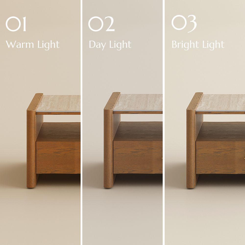 Sintered Stone Top Walnut Color Engineered Wood Coffee Tables