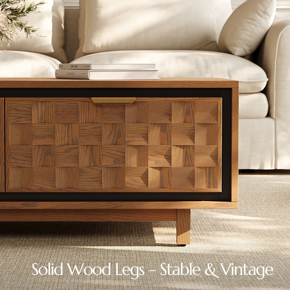 Rectangle Walnut Color Engineered Wood Coffee Tables