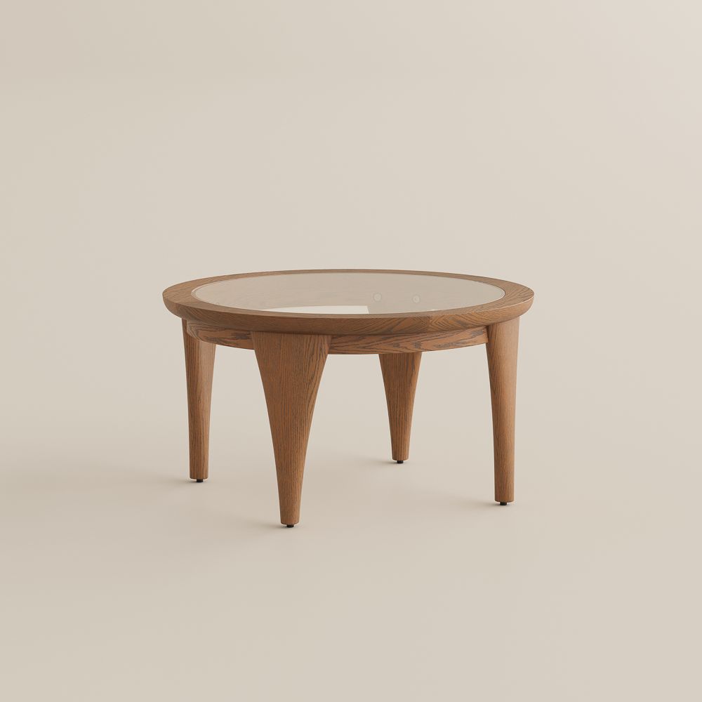 Glass Walnut Color Ash Wood Coffee Tables