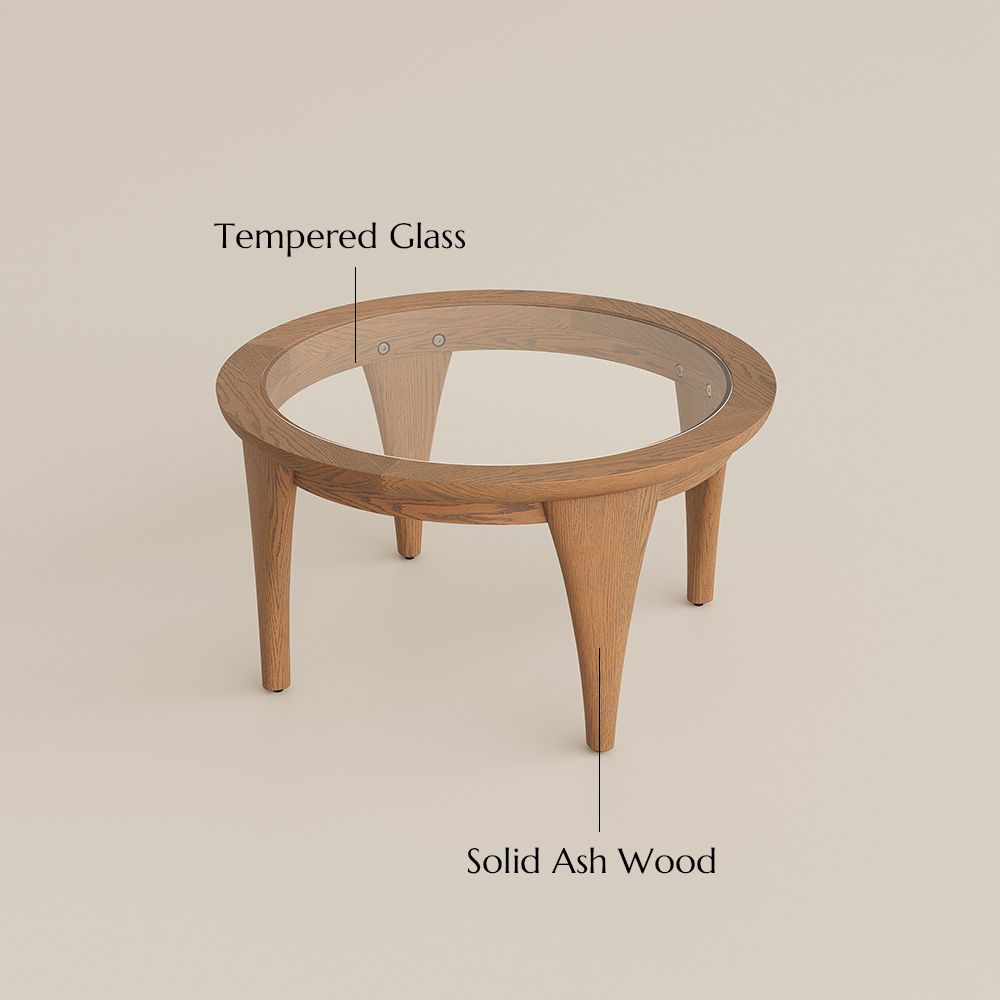Glass Walnut Color Ash Wood Coffee Tables