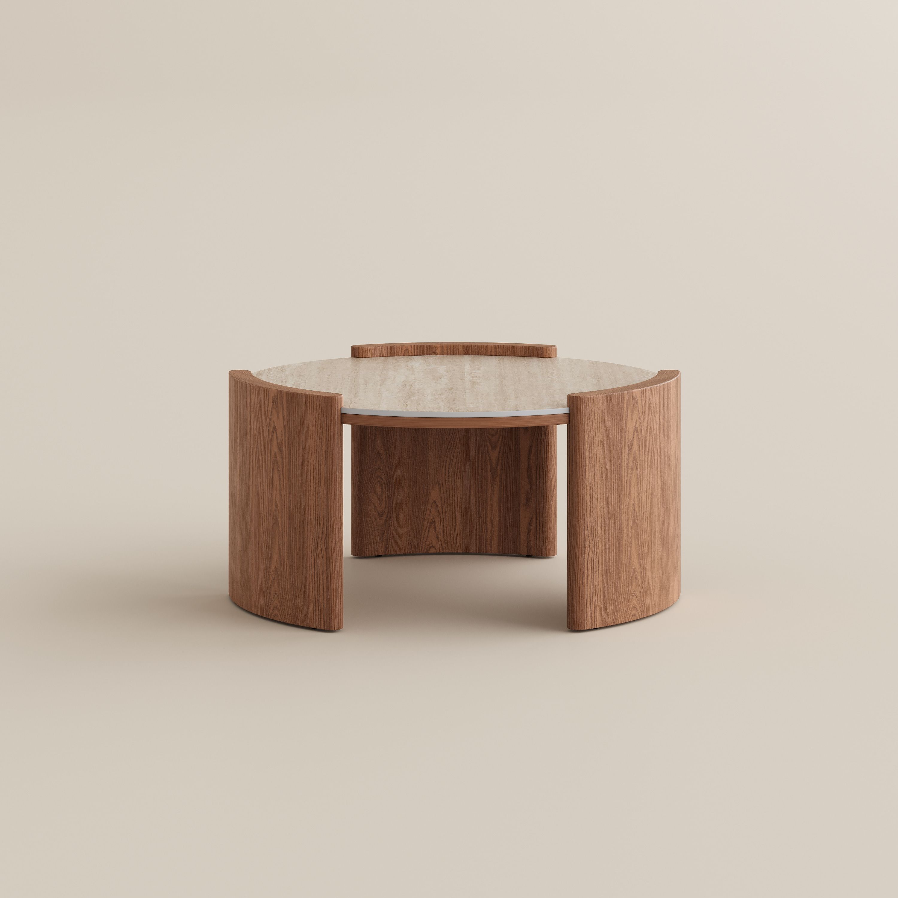 Travertine Walnut Color Sintered Stone Coffee Tables