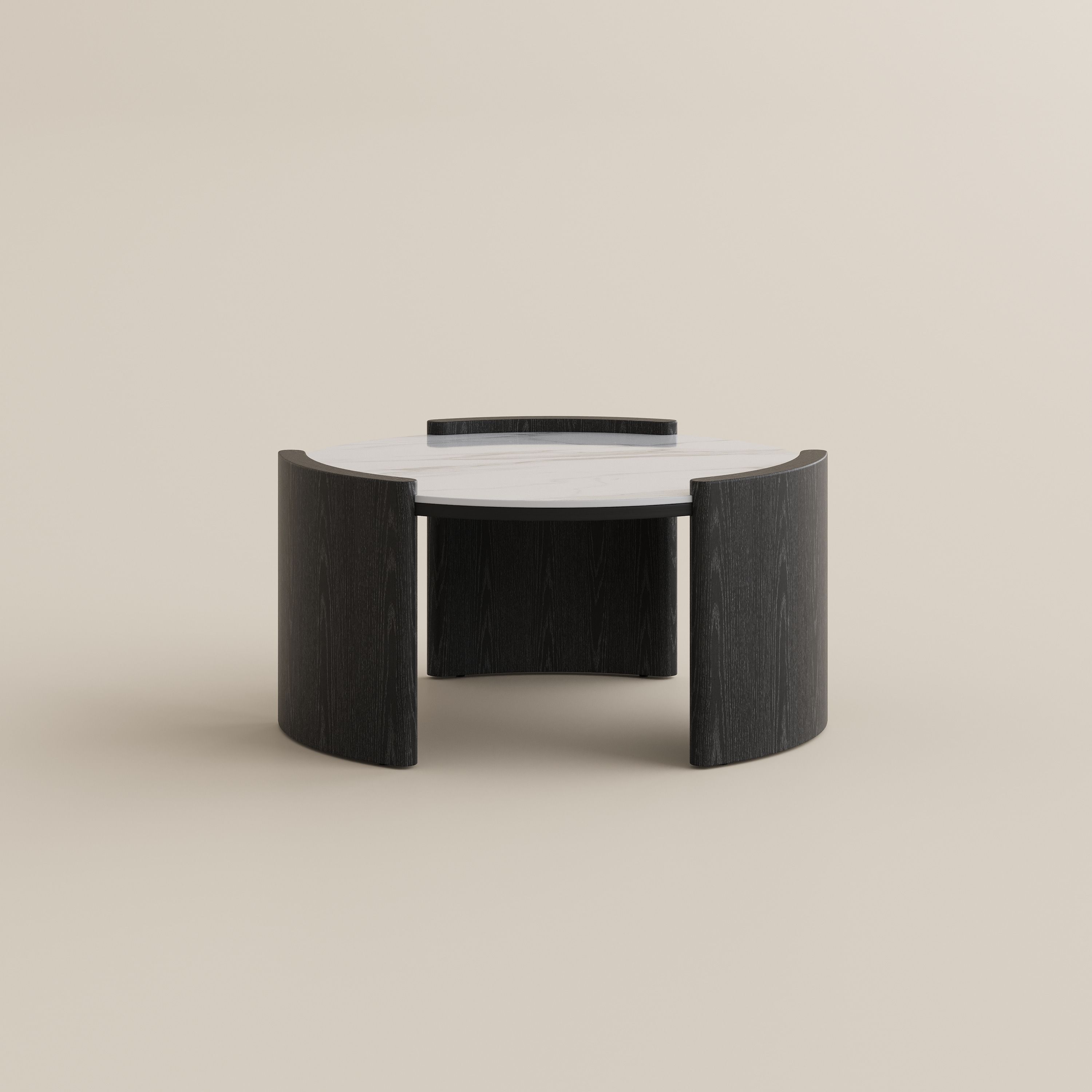 Round Black Sintered Stone Coffee Tables