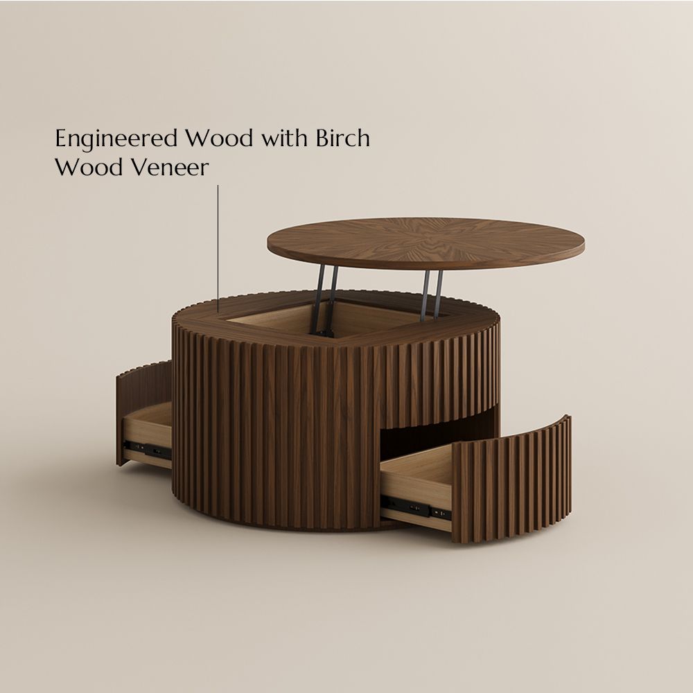 Lift top Dark Walnut Plywood Coffee Tables