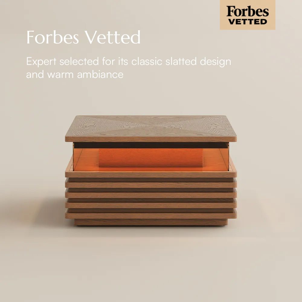 with LED Lights Walnut Color Engineered Wood Coffee Tables