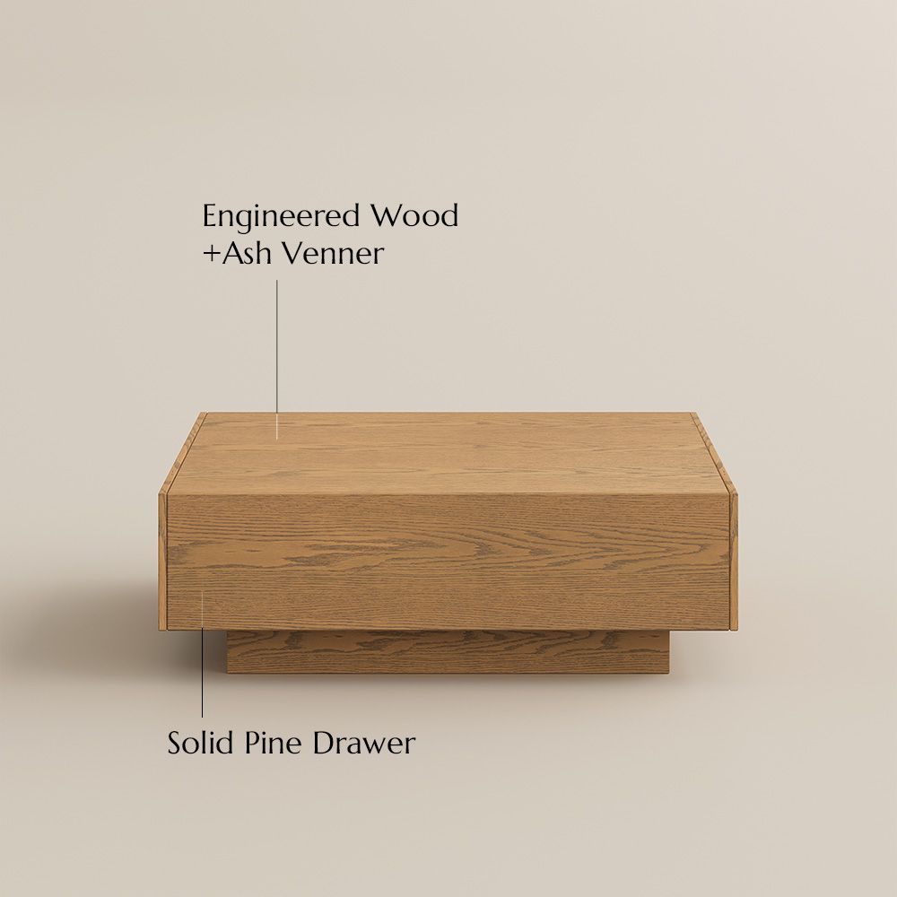 Square Natural Engineered Wood Coffee Tables