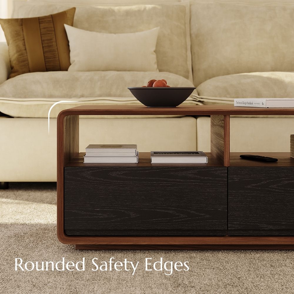 Rectangular Dark Wood & Black Coffee Tables