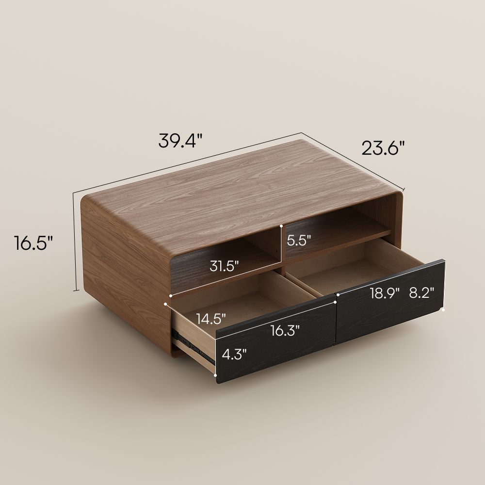 Walnut Color Dark Wood & Black Coffee Tables