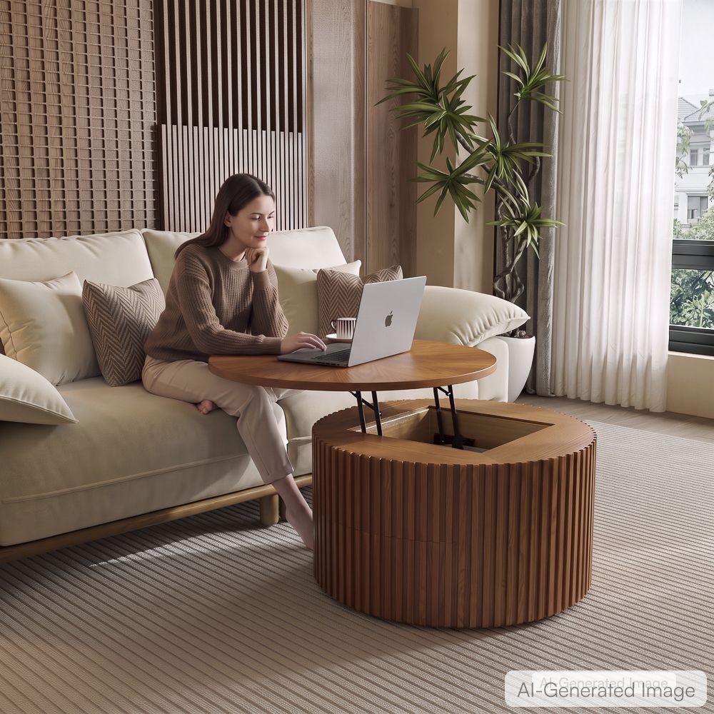 Lift Top Walnut Color Plywood Coffee Tables