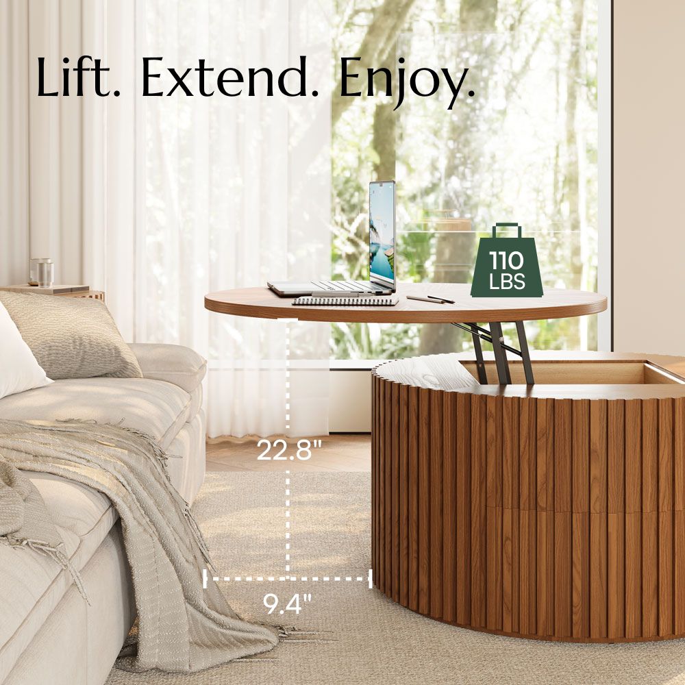 Lift top Walnut Color Plywood Coffee Tables