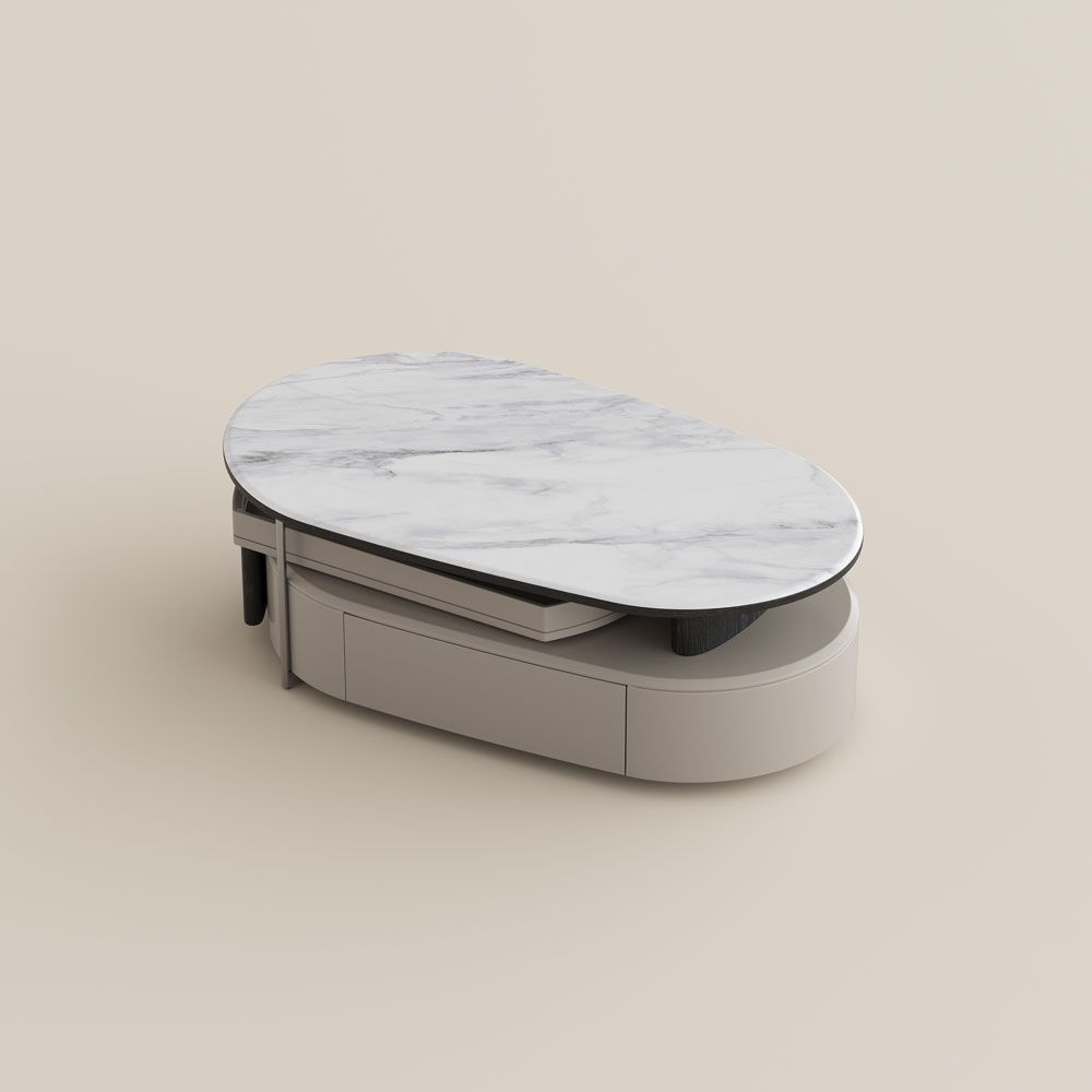 With Storage White & Gray MDF Coffee Tables