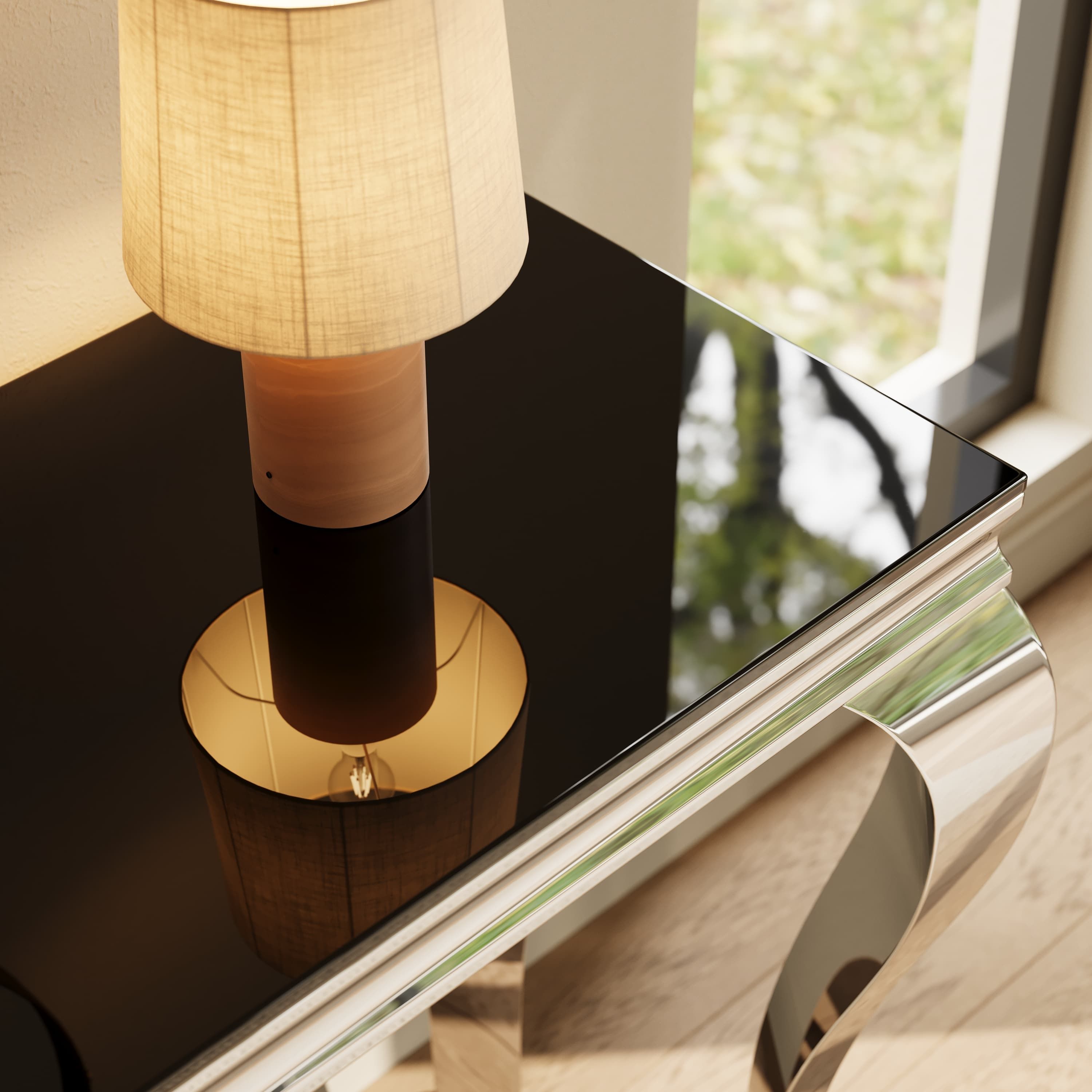 Metal Glossy Black Console Tables