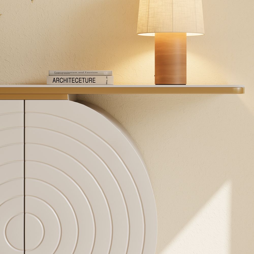 Partly Assemble White & Golden Engineered Wood Console Tables