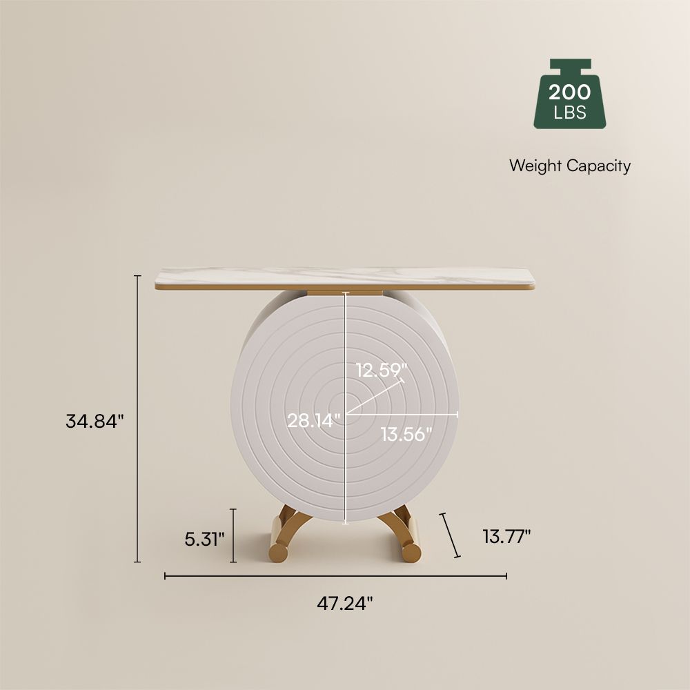 Modern White & Golden Engineered Wood Console Tables