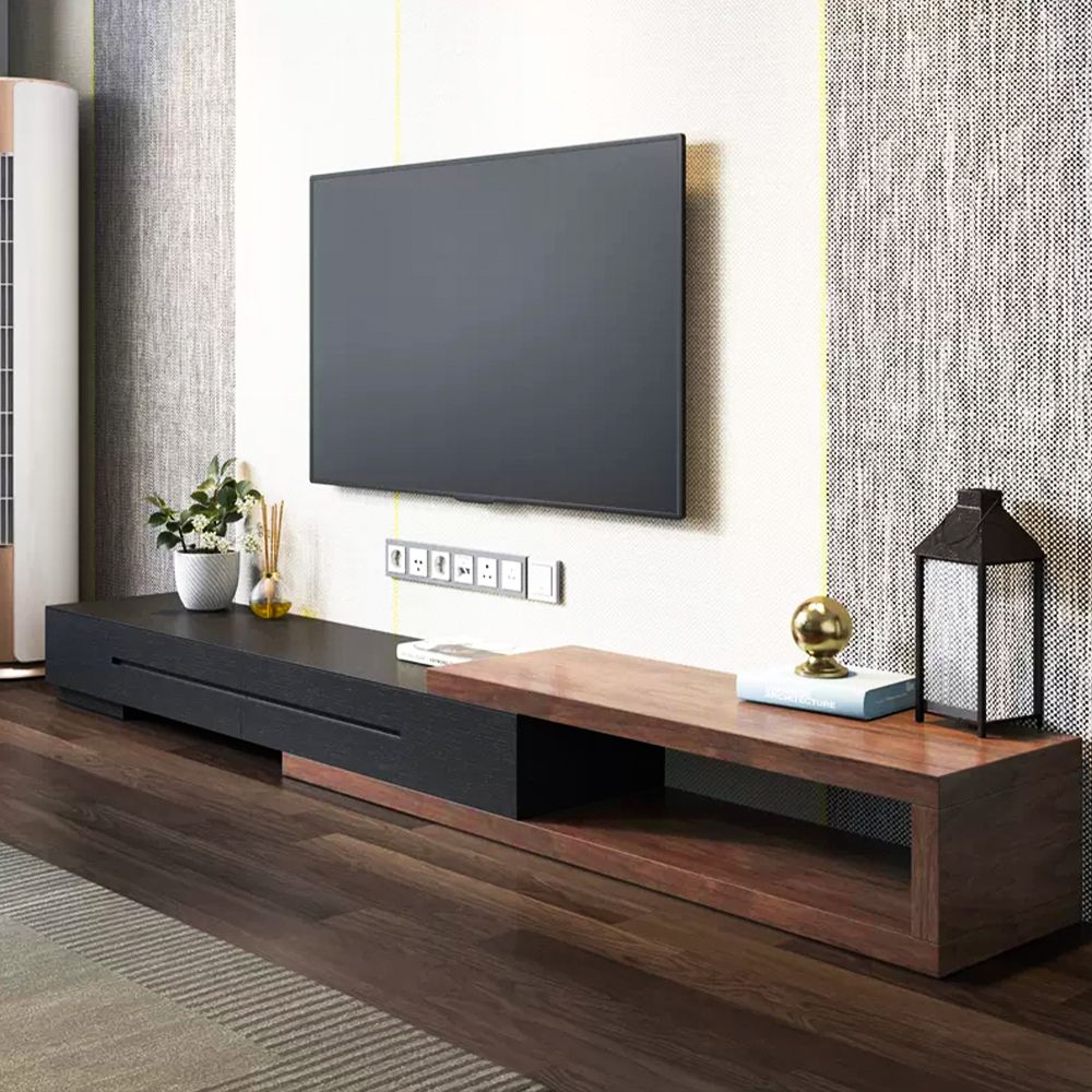 Estendibile Legno scuro e nero  MDF Supporti TV